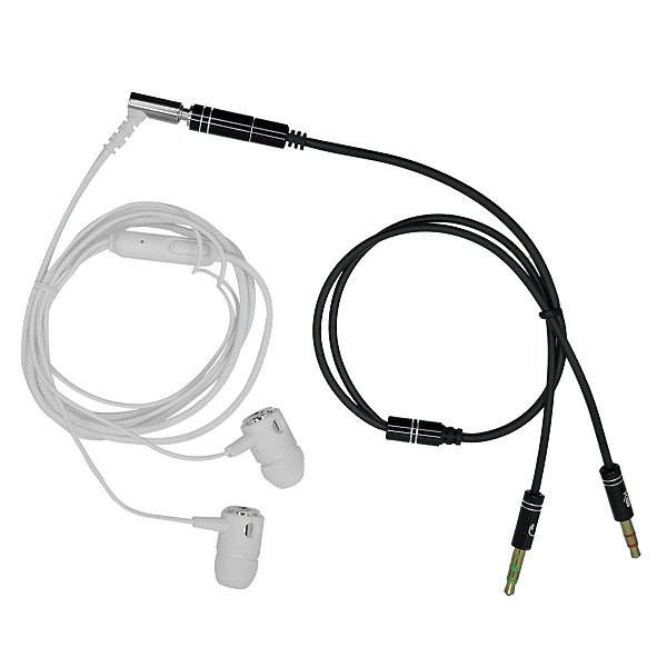 Fone De Ouvido Com Microfone E Cabo Y P2 Fêmea Para 2 P2 Macho