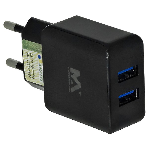 Fonte Bivolt Com 2 Entradas E Cabo Conector Usb Para Recarga
