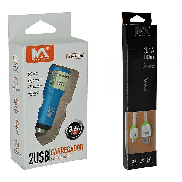 Carregador Turbo Power Veicular 2.0 Com Cabo Usb 3.1 V8