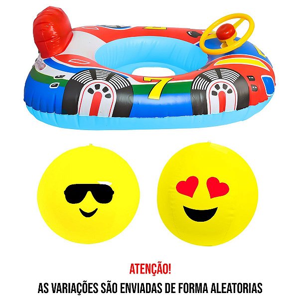 Conjunto Verão Aquático Infantil Com Boia De Carro E Bola
