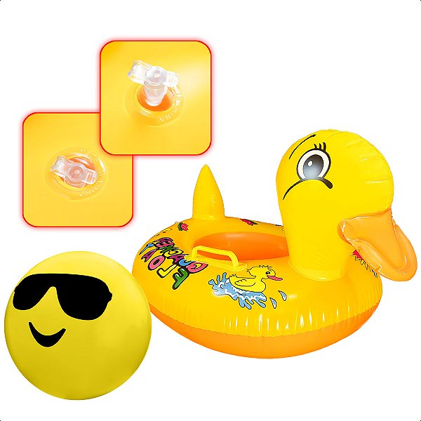 Kit Verão Para Crianças Com Bola De Emoji E Boia Aquática