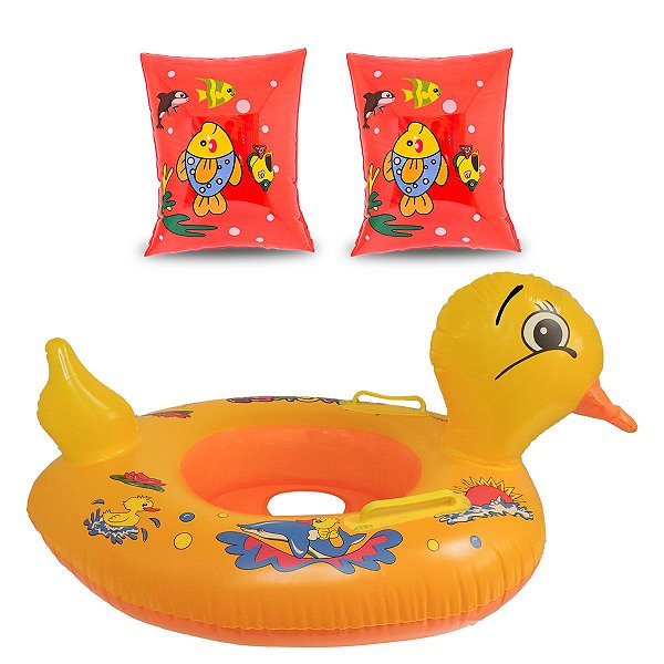 Kit Aquático Boia Inflável Fralda E 2 Boias Braço De 3-6 Anos