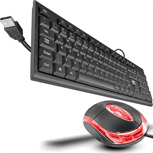 Kit Multiuso Pc Teclado Com Fio E Mouse Óptico Conexão Usb