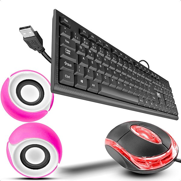 Kit Mouse Óptico E Teclado Macio Usb Com Caixinhas De Som P2