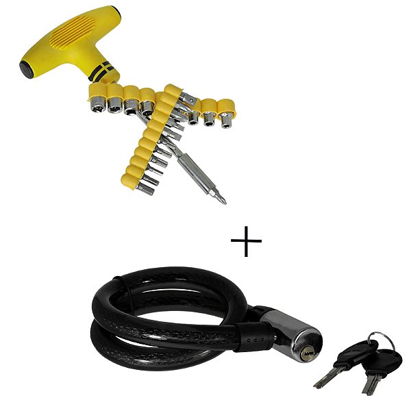 Kit De Ferramentas Para Manutenção De Bicicleta E Cadeado