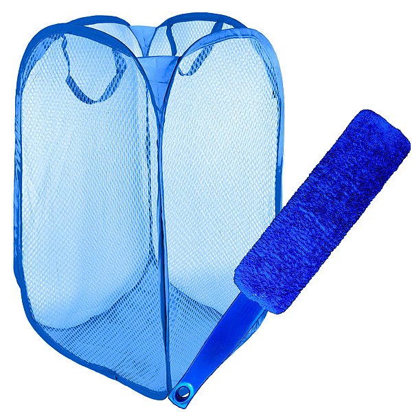 Cesto De Roupa Dobrável Organizador E Espanador Microfibra
