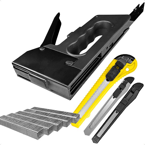 Grampeador Manual Tapeceiro Inclui 3 Estiletes e Grampo 6mm