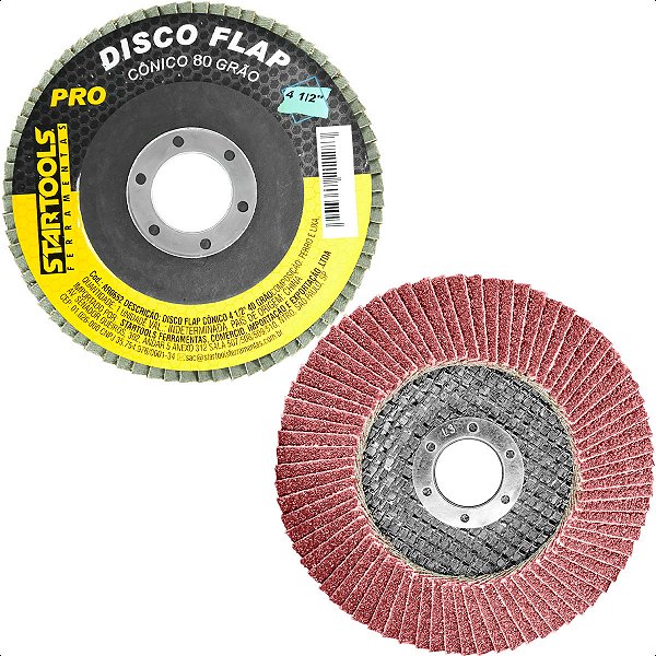 Disco Flap Conico 4 1/2 80 Grao Com 10 Peças Startools