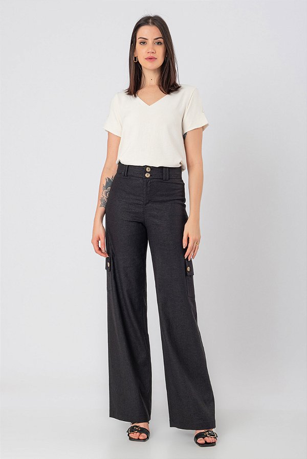 CALÇA LINHO CAROLINE PRETO