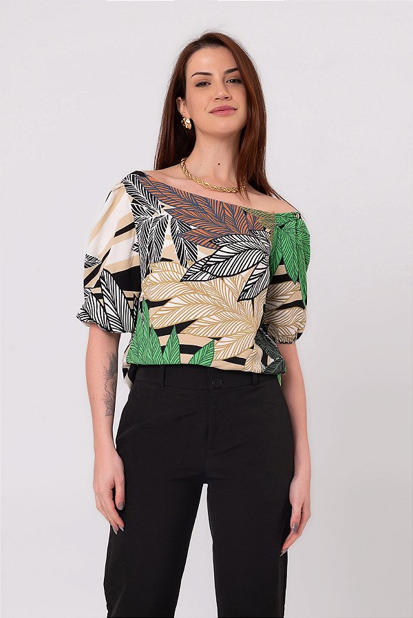 BLUSA OMBRO FOLHAGEM GREEN