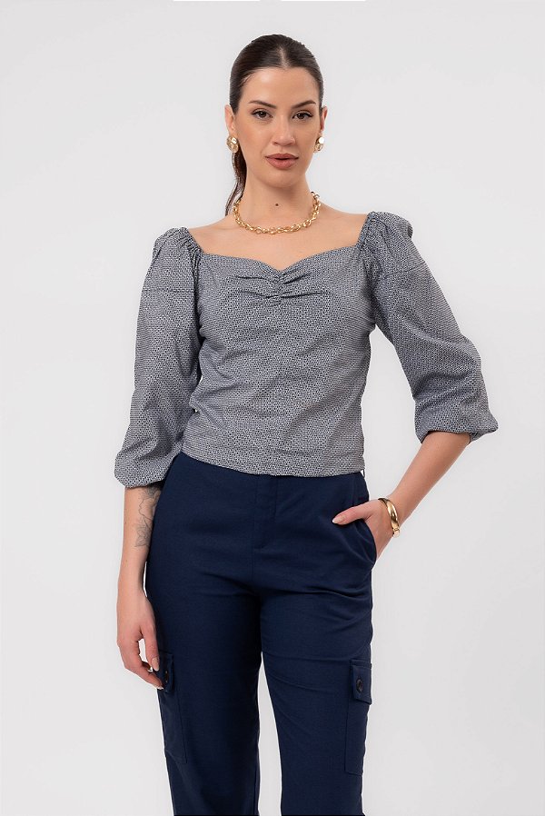 BLUSA CLÁUDIA AZUL MARINHO