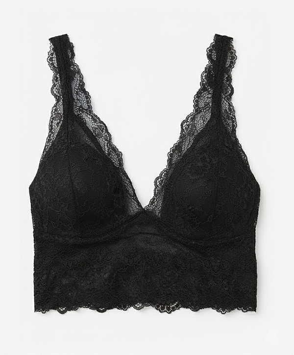 TOP CROPPED RENDA LACE PRETO