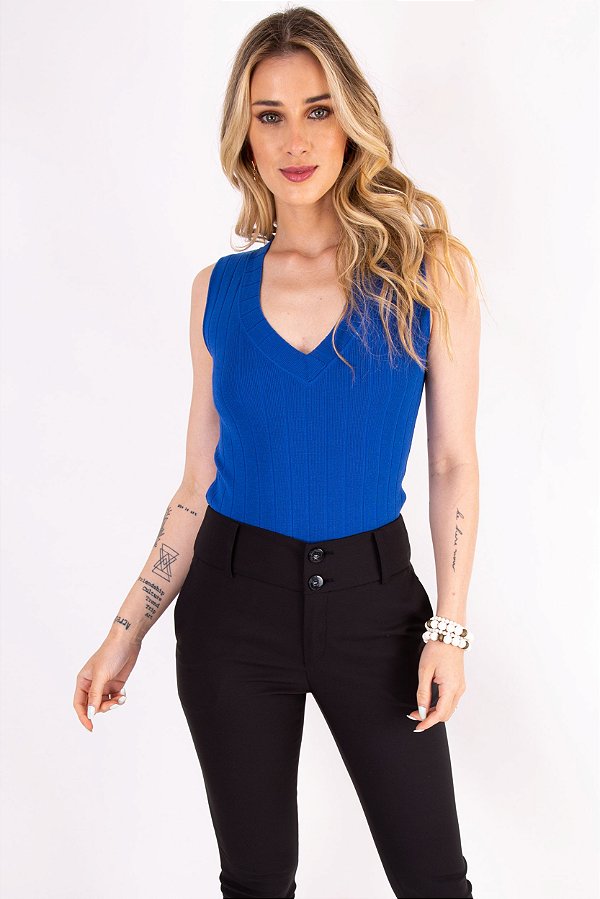 REGATA TRICOT BIA V CANELADA MYKONOS BLUE