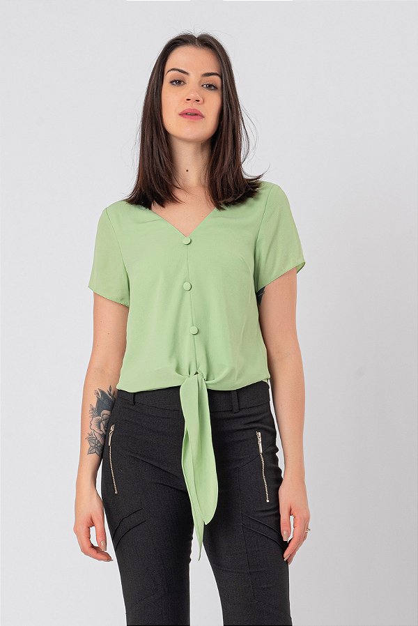 BLUSA NINA PETIT CREPE CELADON