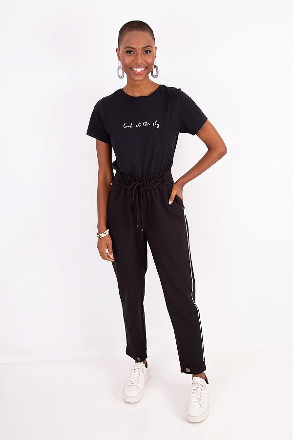 Calça Jogger Thais Crepe Preto