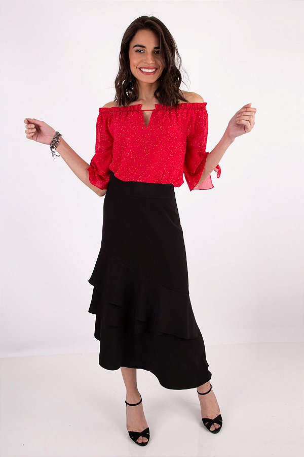 SAIA LÍVIA FIT CREPE PRETO