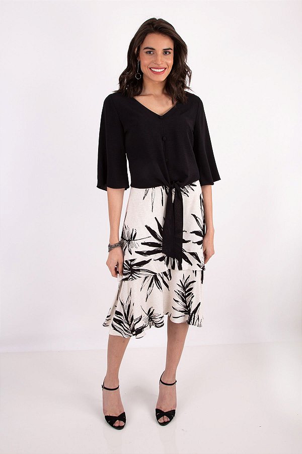 SAIA MIDI NEW TROPICAL PRETO