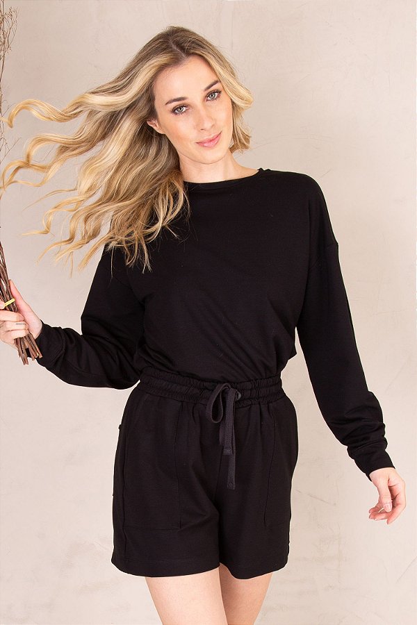 BLUSA MOLETOM VALÊNCIA PRETO