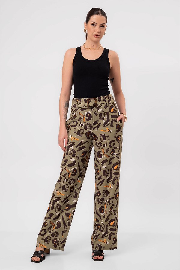 CALÇA PANTALONA PRISCILA CREPE VERDE