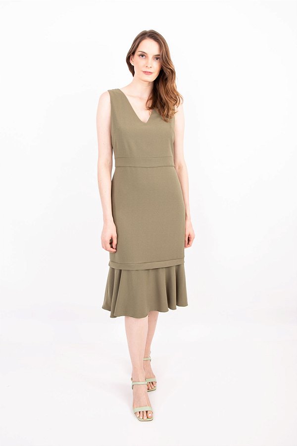 VESTIDO DRI CREPE NEW MILITAR