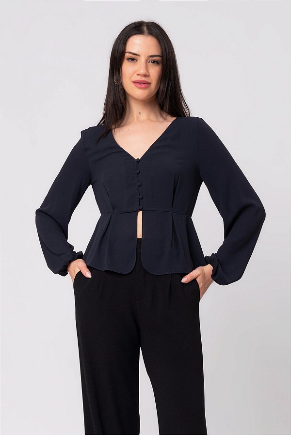 BLUSA CREPE NICKY AZUL MARINHO