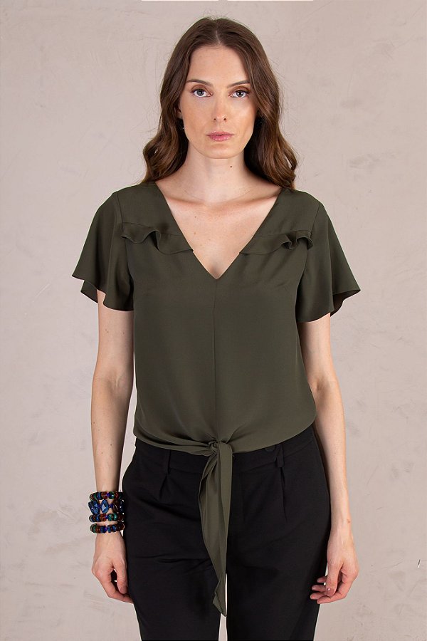 BLUSA CREPE BARBARA VERDE MILITAR