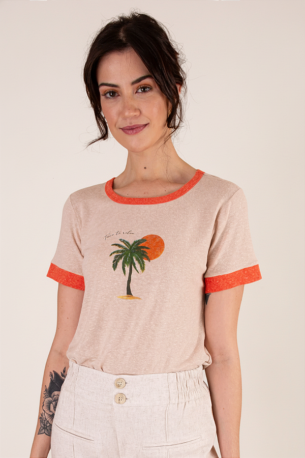 T-SHIRT PALM TREE NATURAL