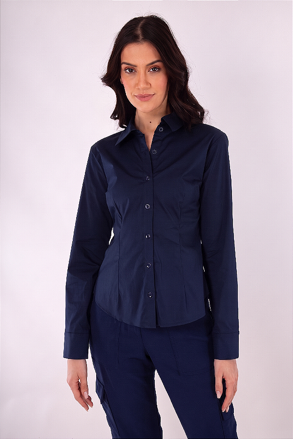 CAMISA NATHALIA TRICOLINE AZUL MARINHO