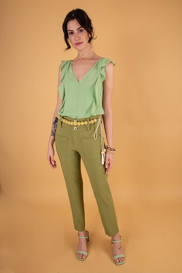 CALÇA CLÉO CREPE MILITAR