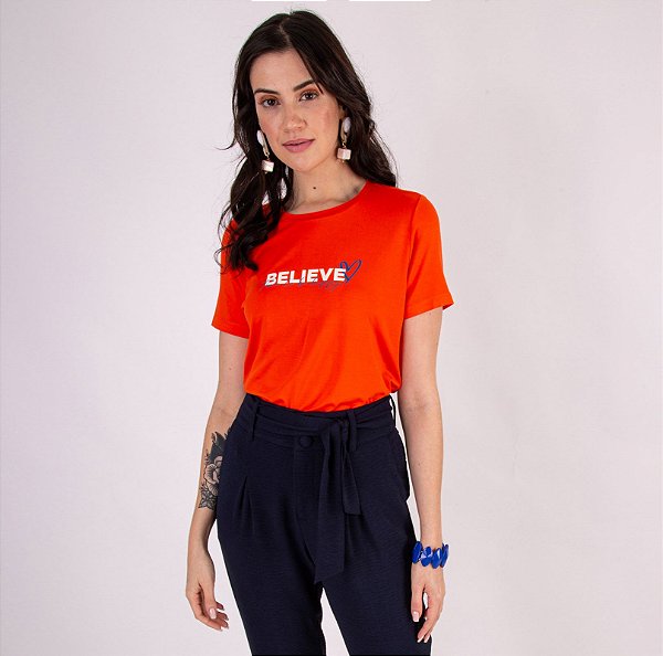 T-SHIRT BELIEVE CORAL