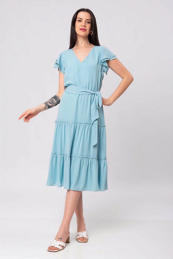 VESTIDO CATHY CREPE LIGHT BLUE