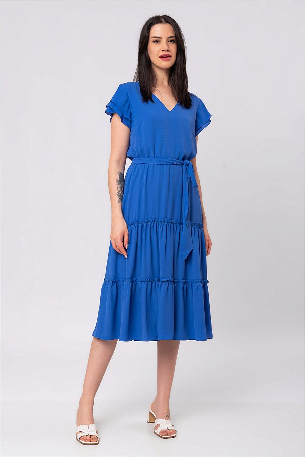 VESTIDO CATHY CREPE MYKONOS BLUE