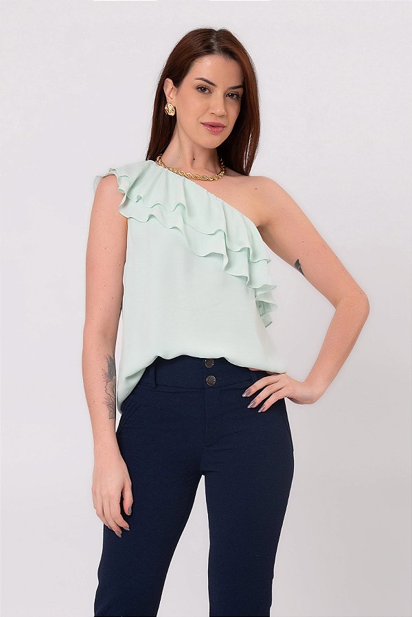 BLUSA UM OMBRO SÓ DENISE PETIT CREPE ACQUA