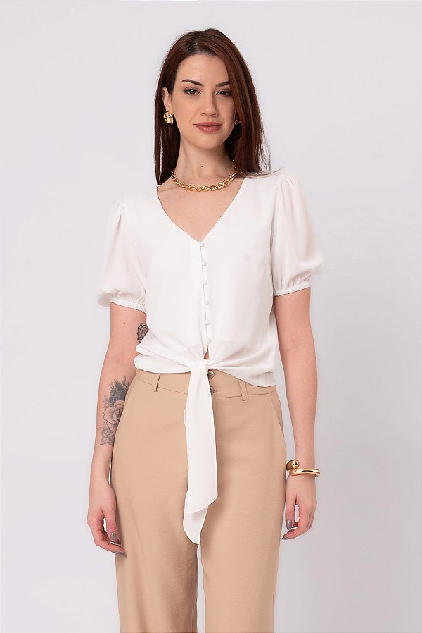 BLUSA SARA LAÇO OFF WHITE