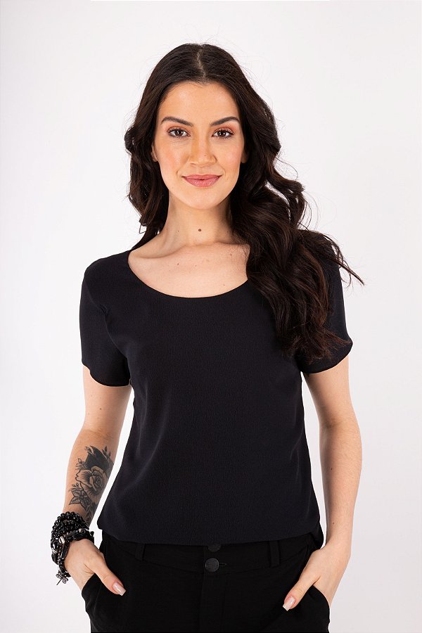 BLUSA POLLY CREPE  PRETO