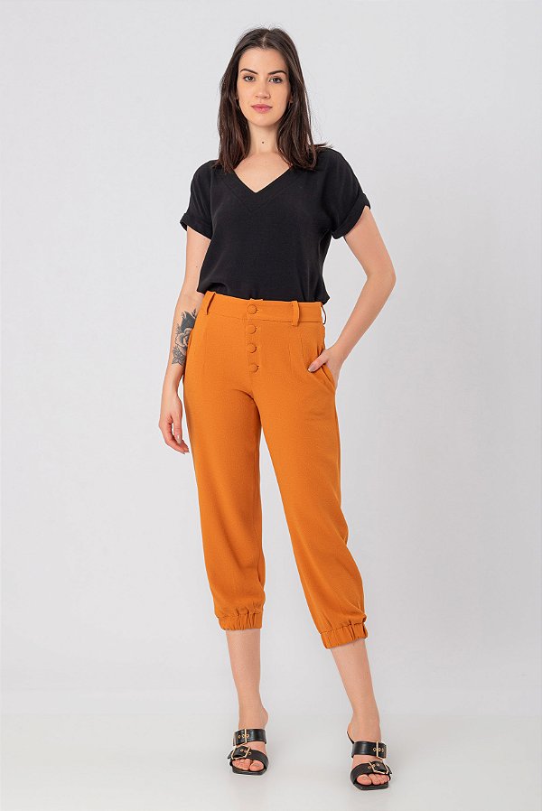 CALÇA CAROL CREPE AÇAFRÃO