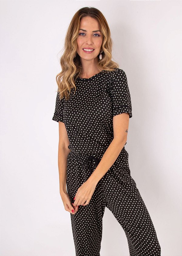 BLUSA POÁ PIJAMA PRETO