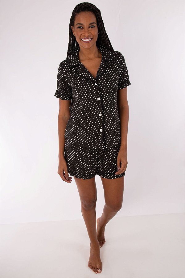 SHORT POÁ PIJAMA PRETO
