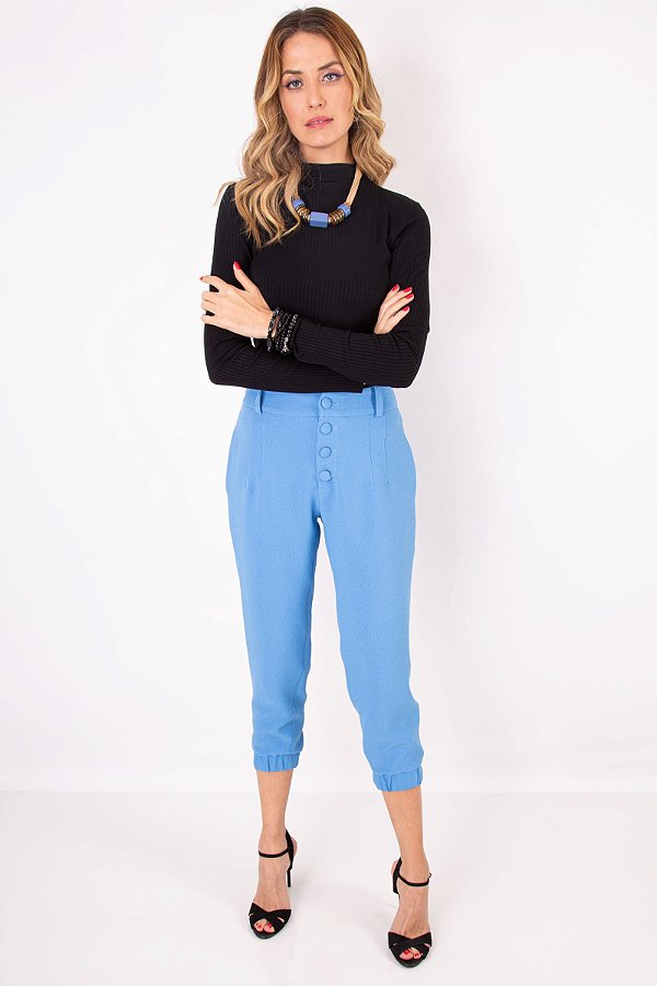CALÇA CAROL CREPE LIGHT BLUE