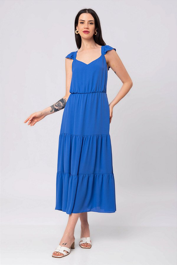 VESTIDO CATHERINE CREPE MYKONOS AZUL