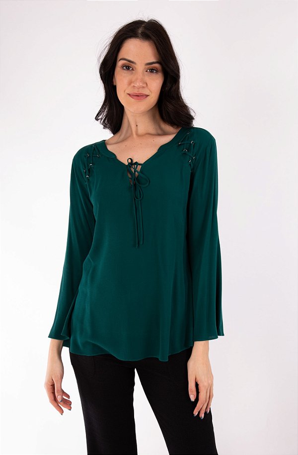 BLUSA CREPE JADE MILITAR