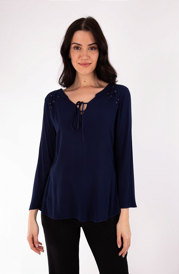 BLUSA CREPE JADE MARINHO