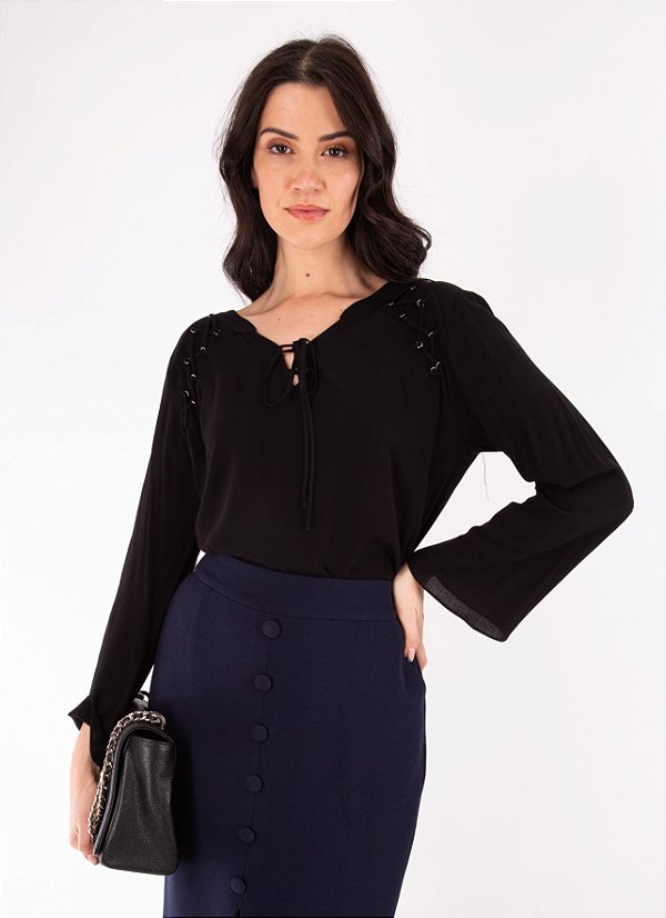 BLUSA CREPE JADE PRETO