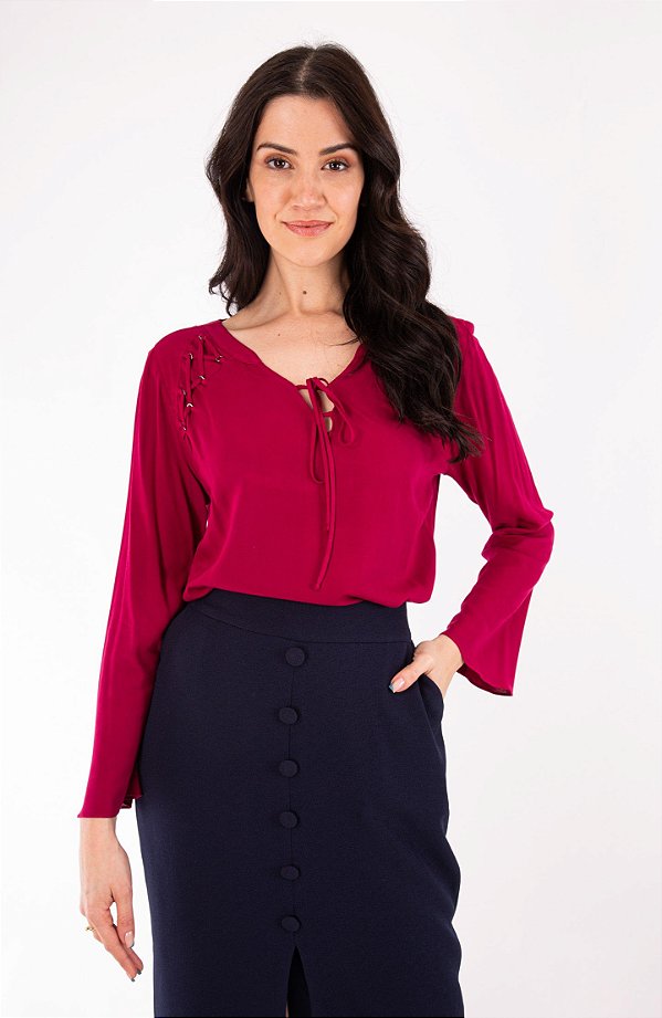 BLUSA CREPE JADE BORDÔ