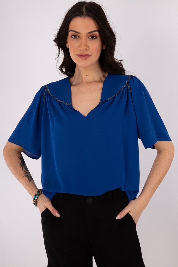 BLUSA MARGOT - AZUL GRÉCIA