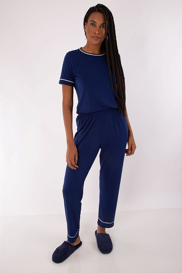 CALÇA PIJAMA LUANA AZUL MARINHO