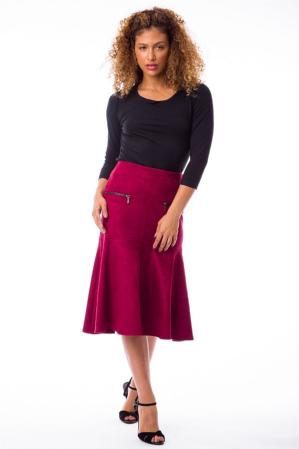 SAIA MIDI SUEDE CLARA - WINE