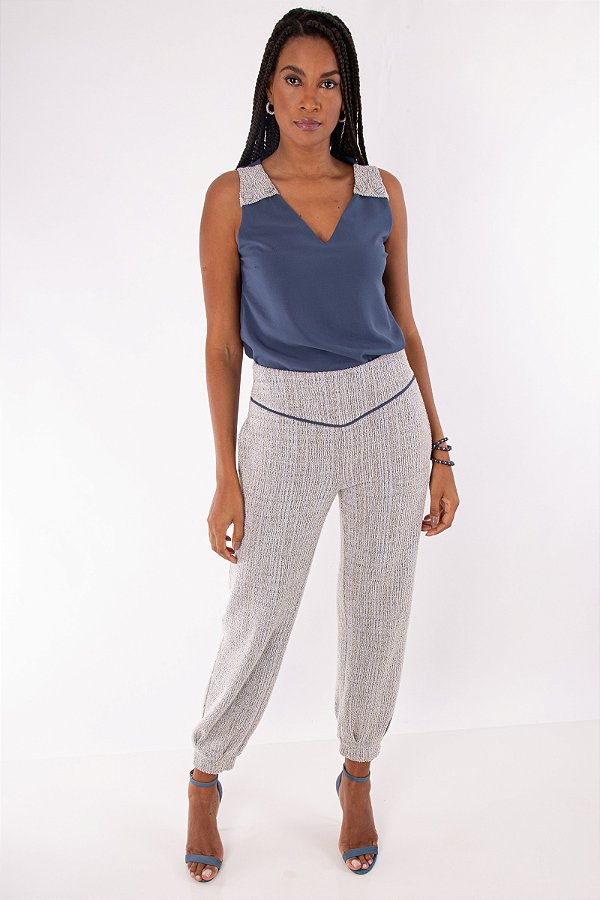 CALÇA PRISCILA JACQUARD AZUL