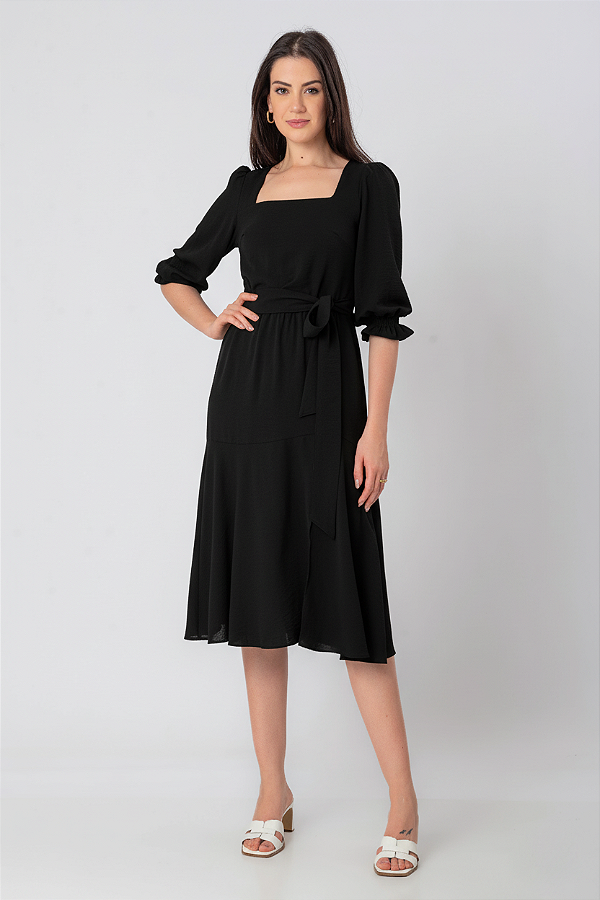 VESTIDO MIDI RAQUEL PRETO