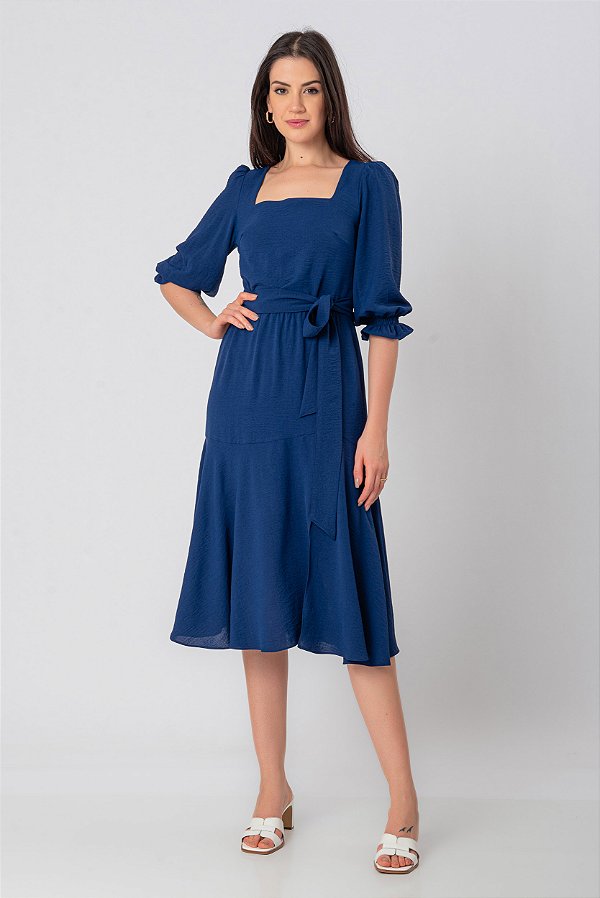 VESTIDO MIDI RAQUEL  - MARINHO